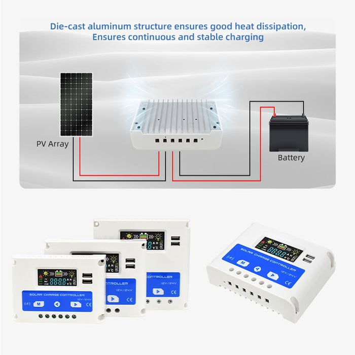 12V/24V 20A 30A PWM Solar Charging Controller With Auto Sensing Function