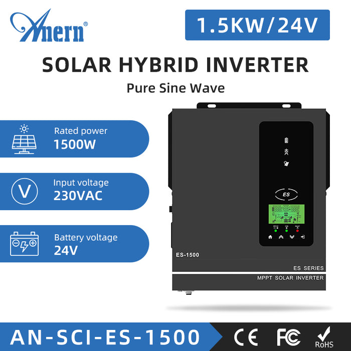 1.5KW 230VAC 24VDC Hybrid Solar Inverter Pure Sine Wave Solar Inverters with MPPT