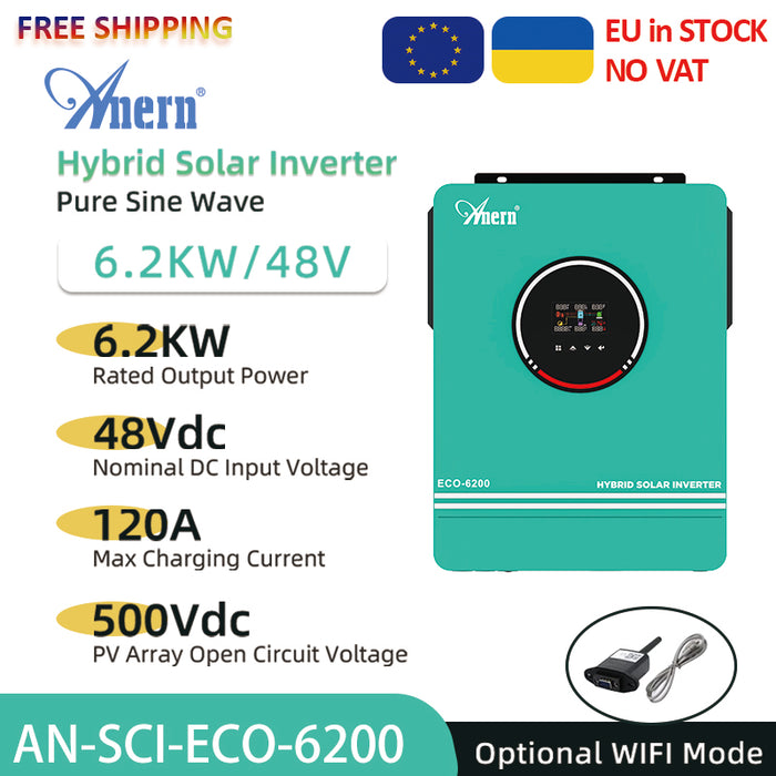 6200W 220-240VAC 48VDC Off-Grid Hybrid Solar Inverter